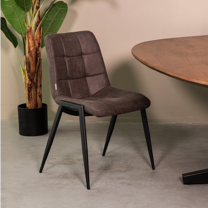 LABEL51 Eetkamerstoel Noor - Antraciet - 60x84x41 cm - Set van 2