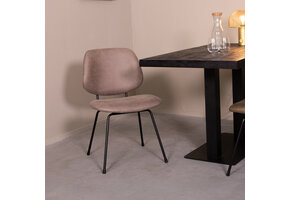 LABEL51 Eetkamerstoel Bello - Taupe - 47x82x58 cm - Set van 2