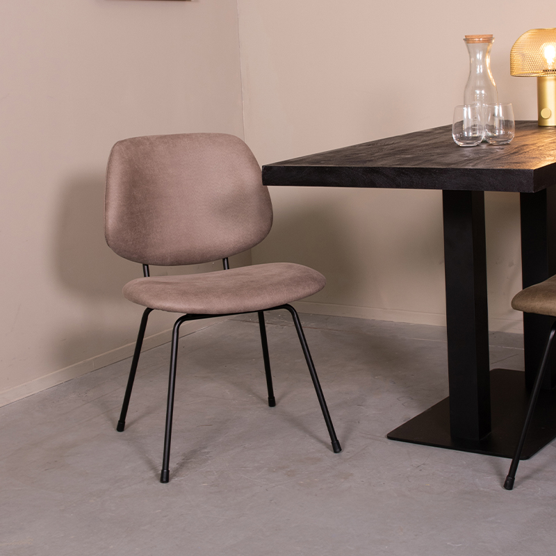 LABEL51 Eetkamerstoel Bello - Taupe - 47x82x58 cm - Set van 2