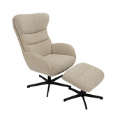 LABEL51 Fauteuil Malmo - Naturel - Incl. Hocker - 75x82x108 cm