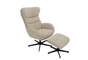 LABEL51 Fauteuil Malmo - Naturel - Incl. Hocker - 75x82x108 cm