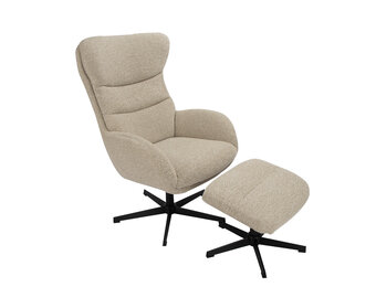 LABEL51 Fauteuil Malmo - Naturel - Incl. Hocker - 75x82x108 cm