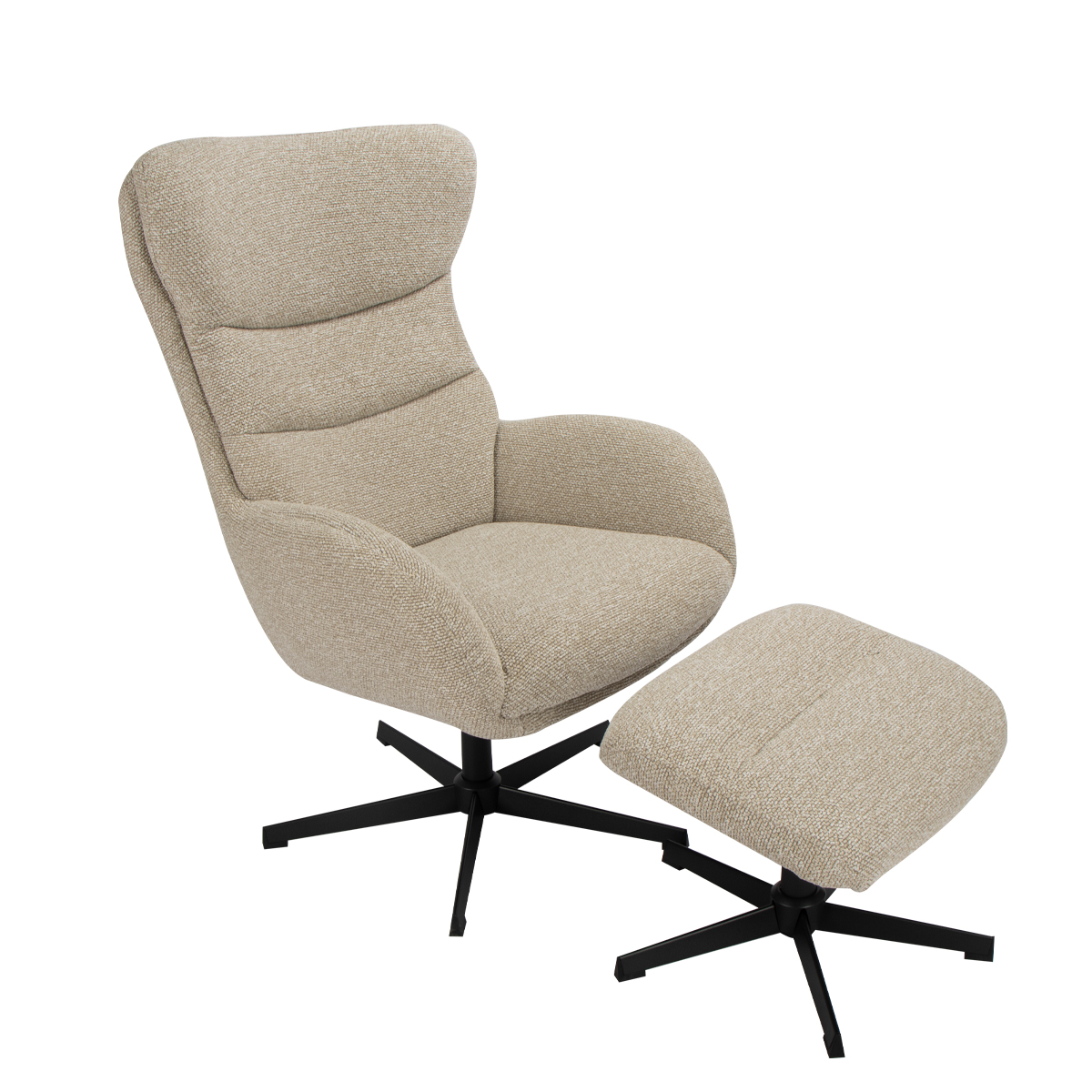 LABEL51 Fauteuil Malmo - Naturel - Incl. Hocker - 75x82x108 cm