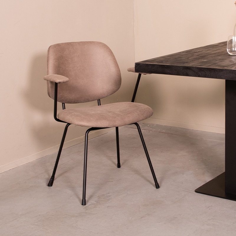 LABEL51 Eetkamerstoel Rivano - Taupe - 62x82x58 cm - Set van 2