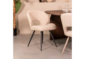 LABEL51 - Eetkamerstoel Sakura - Beige - 62x57x84cm - Set van 2
