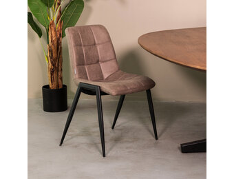 LABEL51 Eetkamerstoel Noor - Taupe - 51x84x41 cm - Set van 2