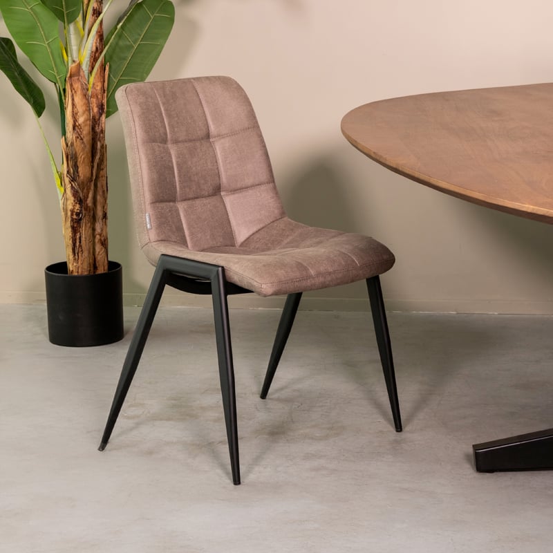 LABEL51 Eetkamerstoel Noor - Taupe - 51x84x41 cm - Set van 2