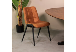 LABEL51 Eetkamerstoel Noor - Cognac - 51x84x41 cm - Set van 2