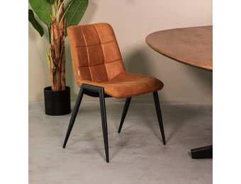 LABEL51 Eetkamerstoel Noor - Cognac - 51x84x41 cm - Set van 2