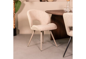 LABEL51 - Eetkamerstoel Sakura - Beige - 62x57x84cm - Set van 2