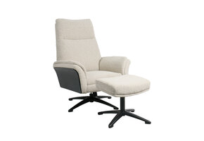 LABEL51 Fauteuil Zenza + Hocker - Naturel - 76x91x109 cm