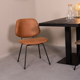 LABEL51 Eetkamerstoel Bello - Cognac - 62x82x58 cm - Set van 2