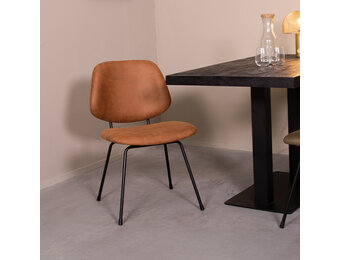 LABEL51 Eetkamerstoel Bello - Cognac - 62x82x58 cm - Set van 2