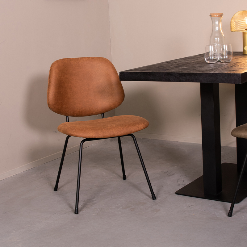 LABEL51 Eetkamerstoel Bello - Cognac - 62x82x58 cm - Set van 2