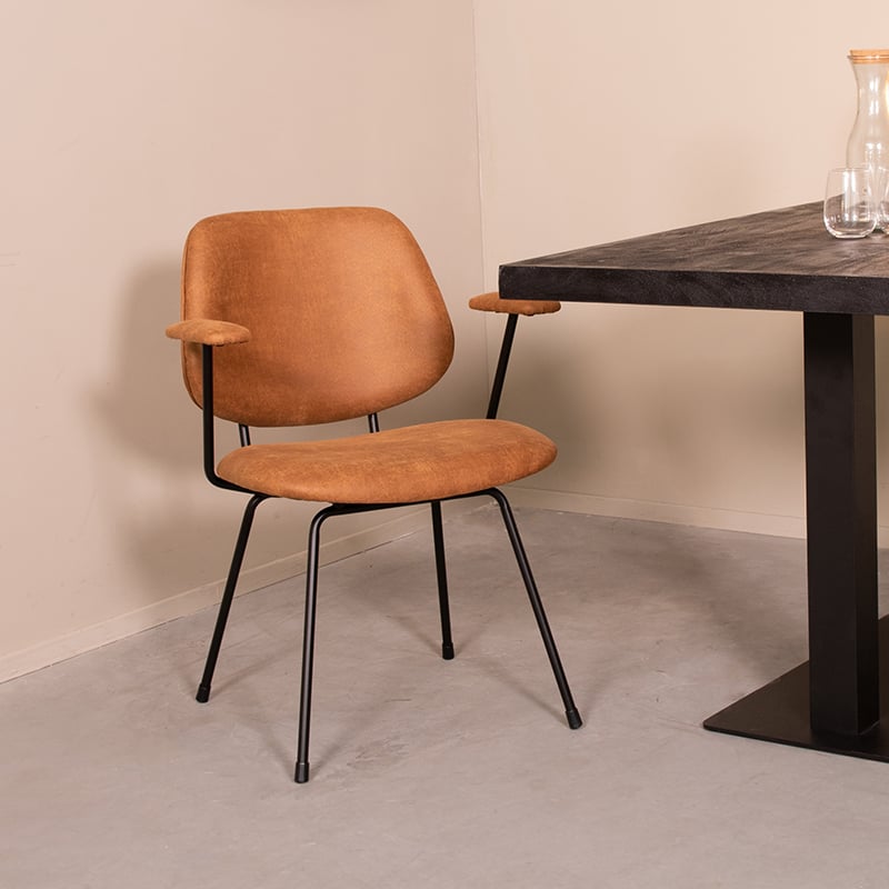 LABEL51 Eetkamerstoel Rivano - Cognac - 62x82x58 cm - Set van 2