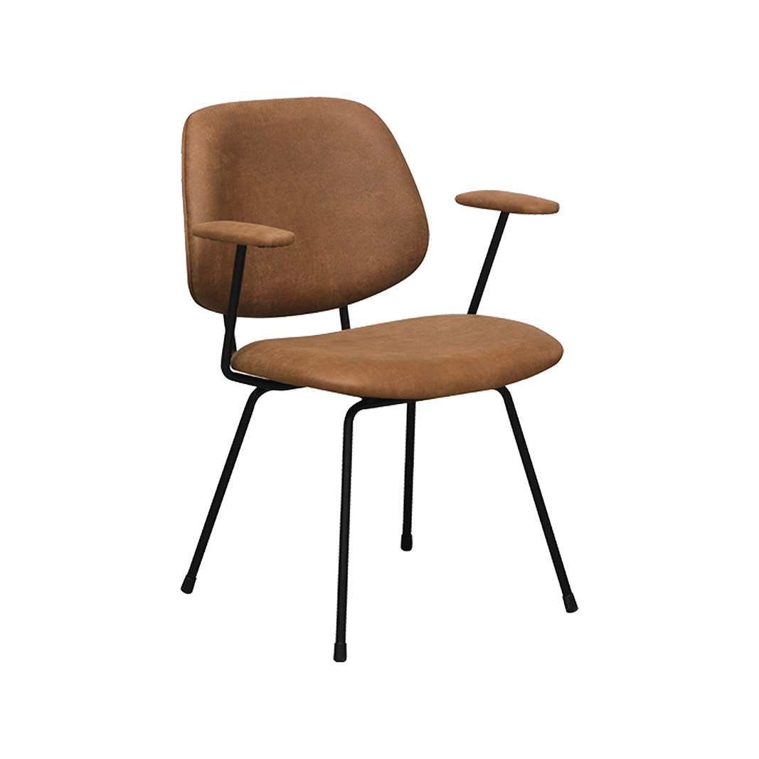 LABEL51 Eetkamerstoel Rivano - Cognac - 62x82x58 cm - Set van 2