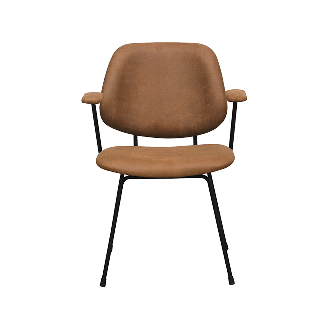 LABEL51 Eetkamerstoel Rivano - Cognac - 62x82x58 cm - Set van 2