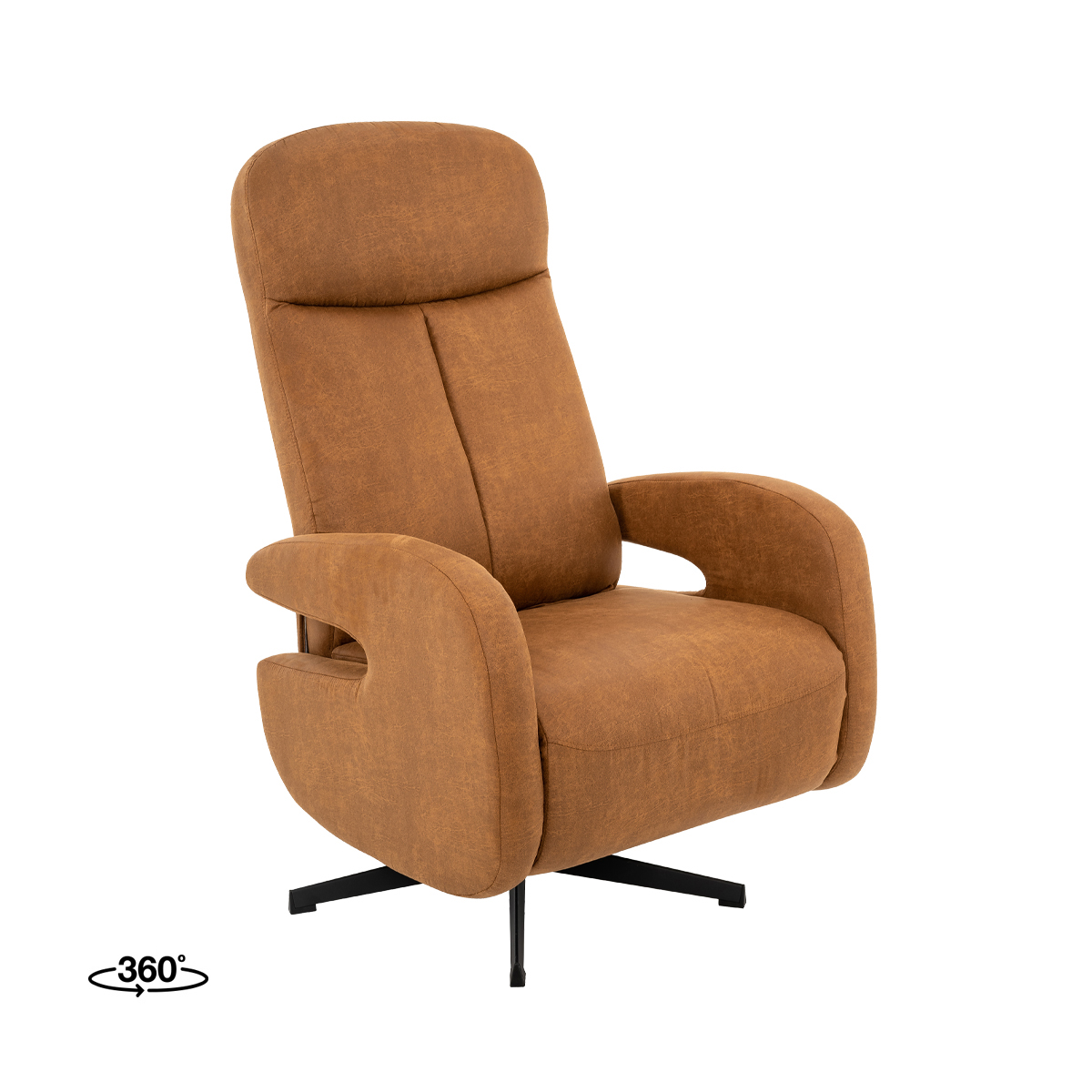 LABEL51 Fauteuil Esbjerg - Cognac - Manueel Verstelbaar - 68x84x114 cm