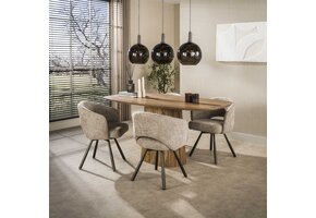 Hoyz Collection - Eettafel Wave Centro Deens Ovaal 180cm - Massief Mango Zand