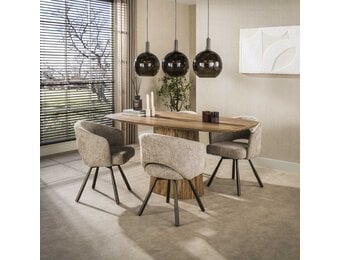 Hoyz Collection - Eettafel Wave Centro Deens Ovaal 180cm - Massief Mango Zand