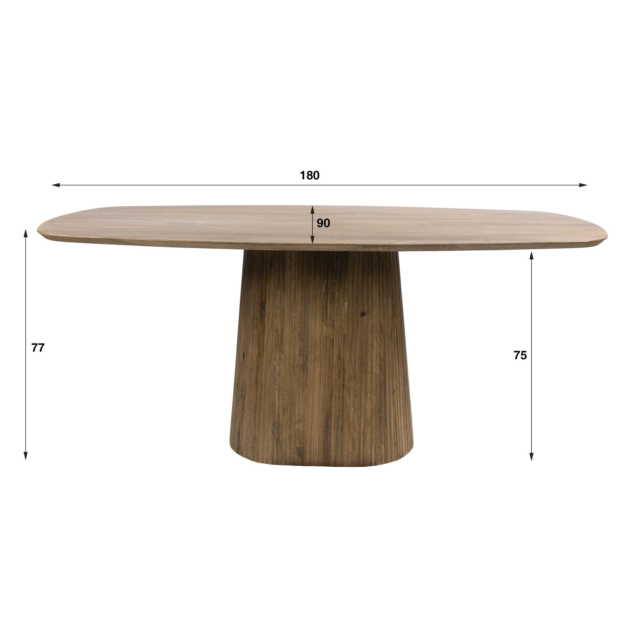 Hoyz Collection - Eettafel Wave Centro Deens Ovaal 180cm - Massief Mango Zand