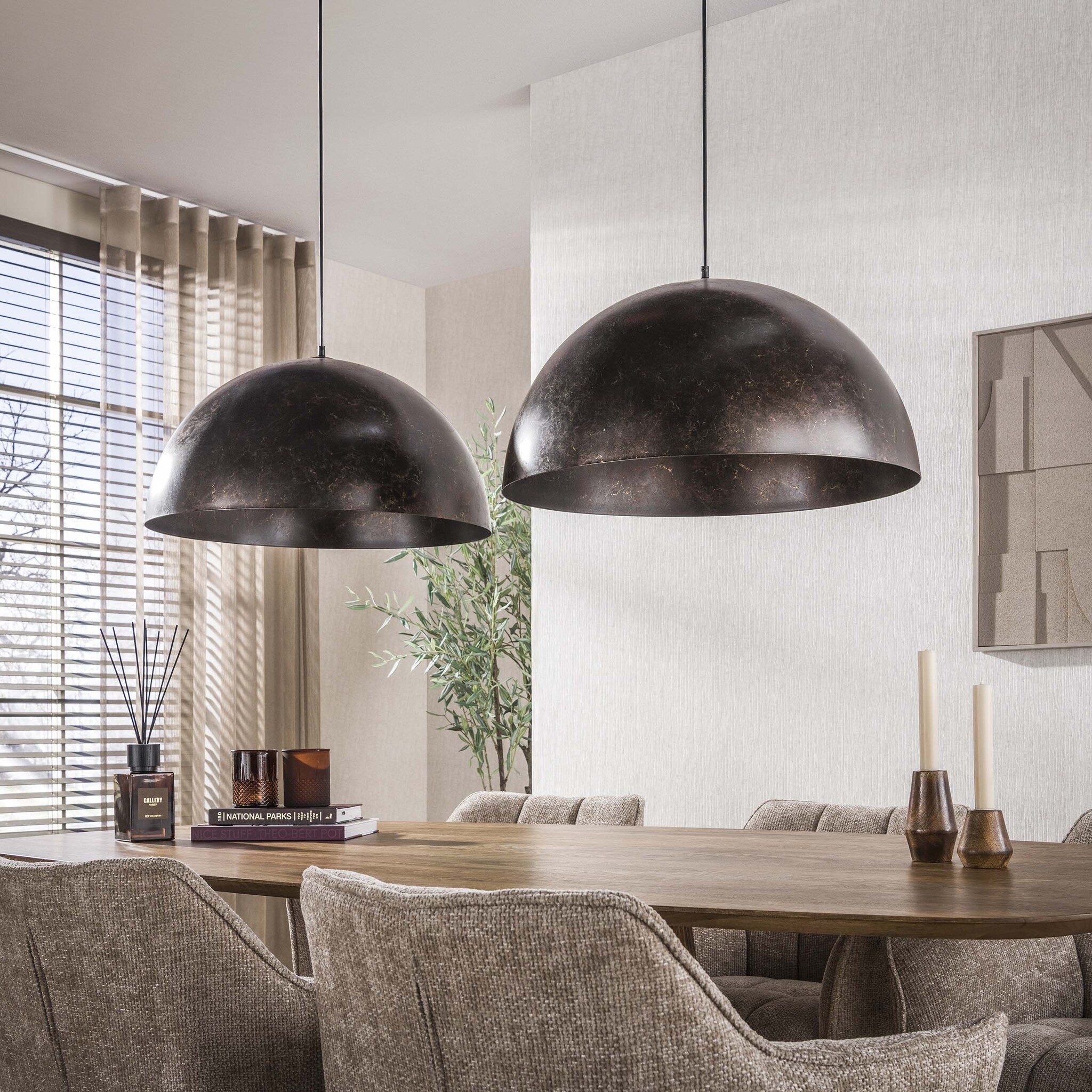 Hoyz Collection - Hanglamp Dome 2-lichts Ø60cm - Urban Bruin