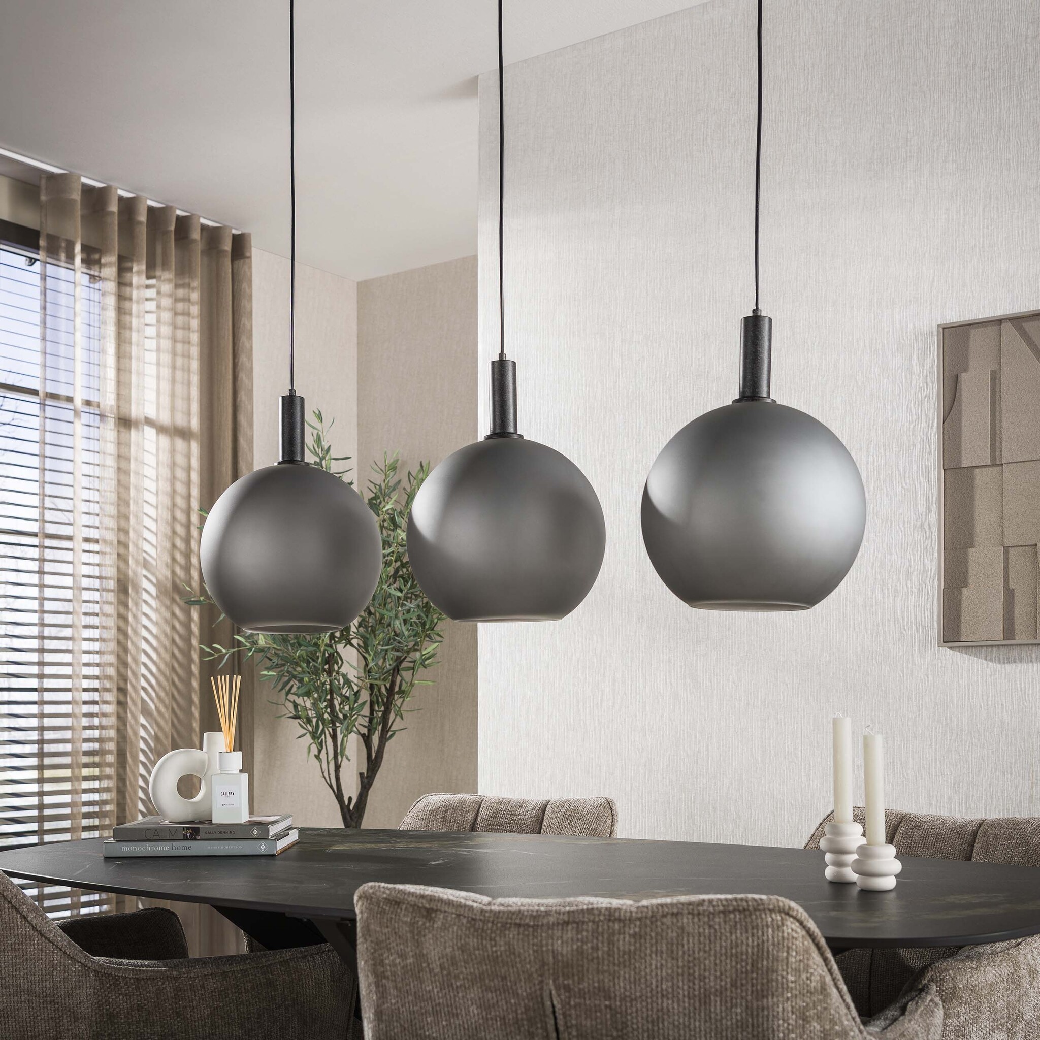 Hoyz Collection - Hanglamp Bubble Frosted 3-lichts - Frosted Grijs