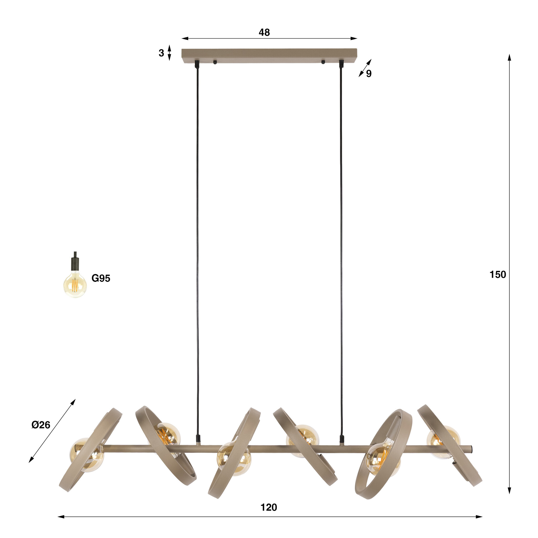 Hoyz Collection - Hanglamp Hover 6-lichts - Beige
