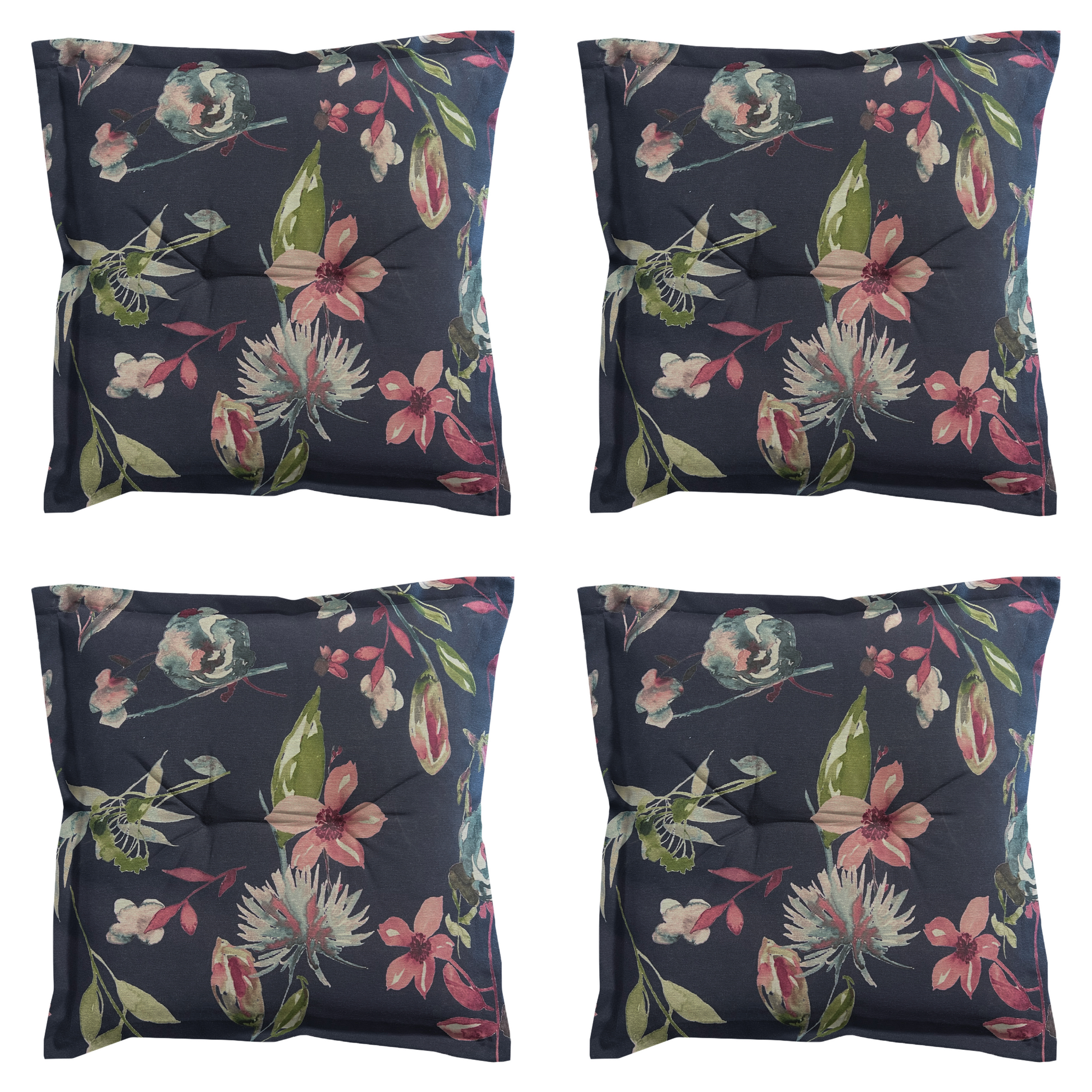 Madison - Zitkussen Cato - Blauw - 50x50x7cm - Set van 4