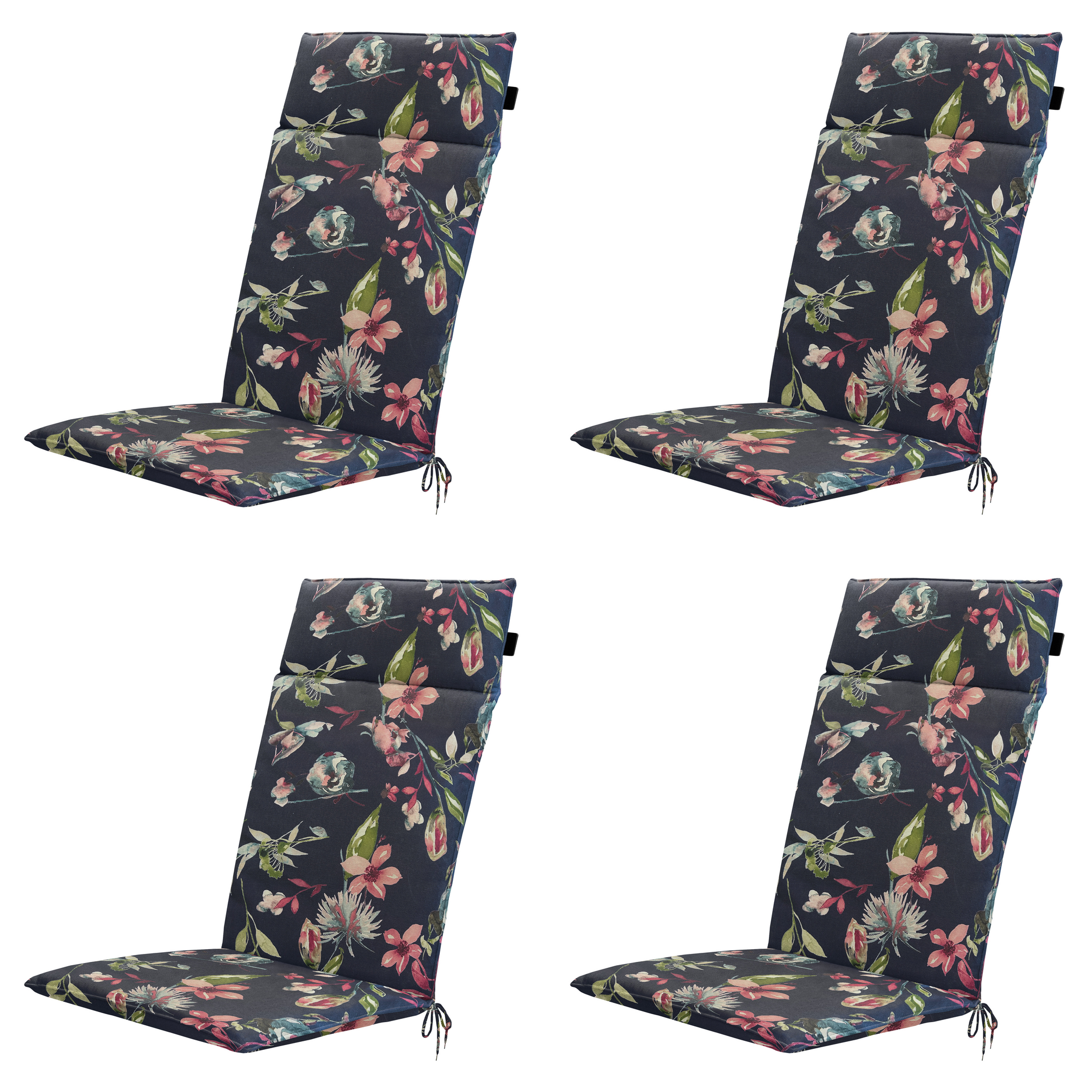 Madison - Tuintstoelkussen Hoge Rug Cato - Blauw - 120x50x4cm - Set van 4