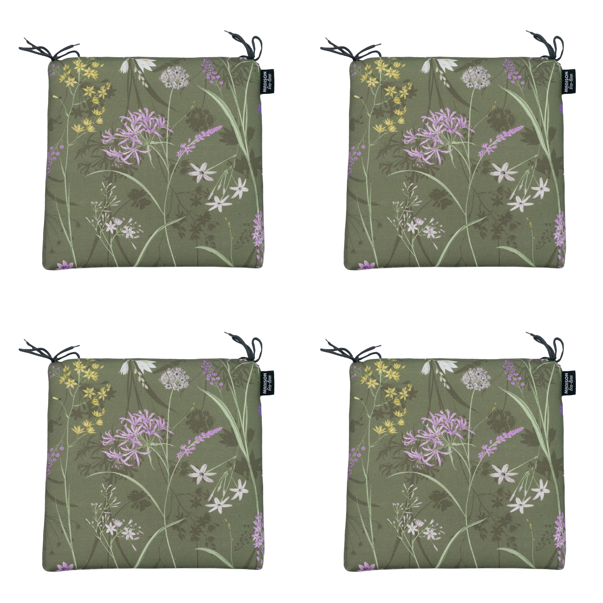 Madison - Zitkussen Eco-line - Groen - 40x40x4,5cm - Set van 4