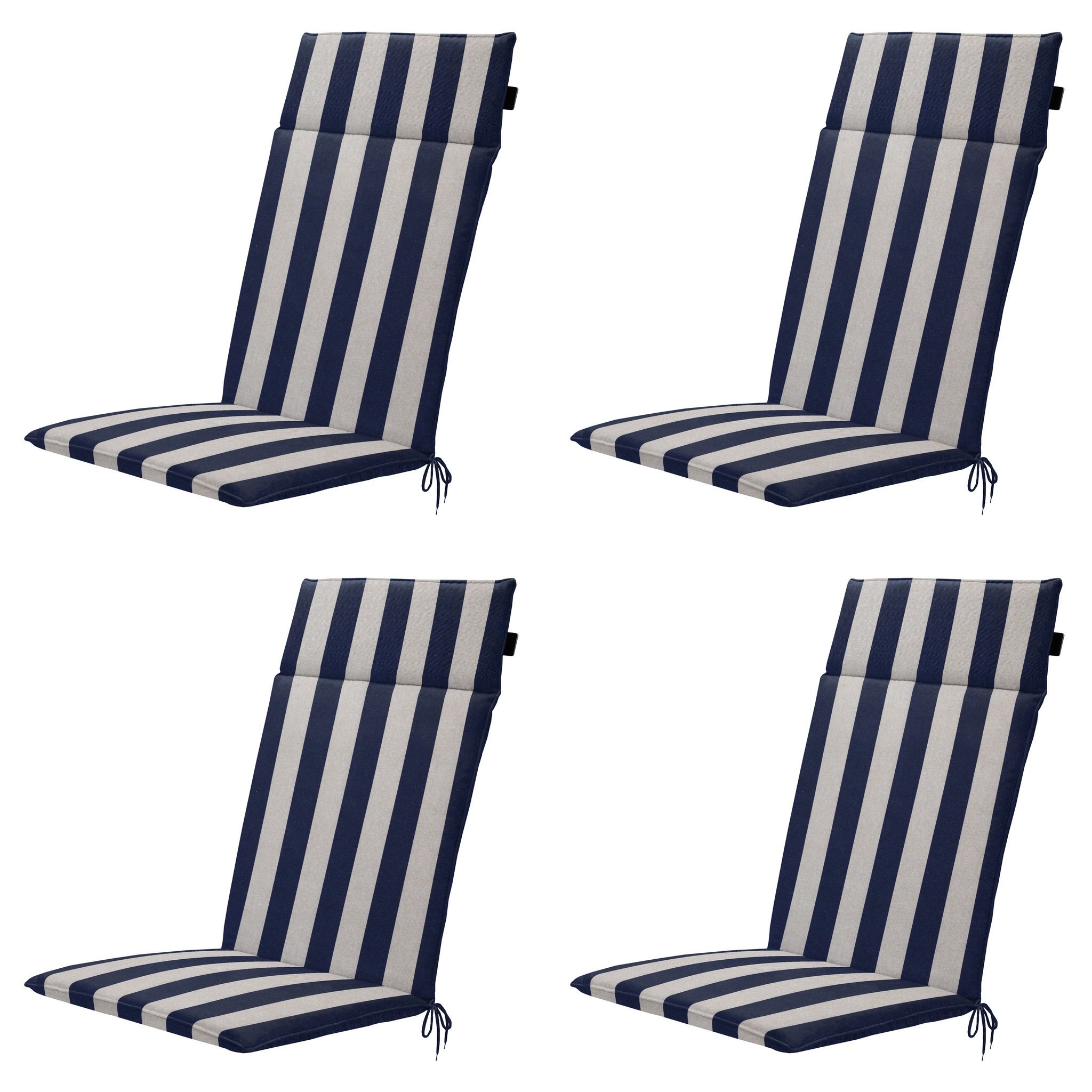 Madison - Tuintstoelkussen Hoge Rug Amora - Blauw - 120x50x4cm - Set van 4