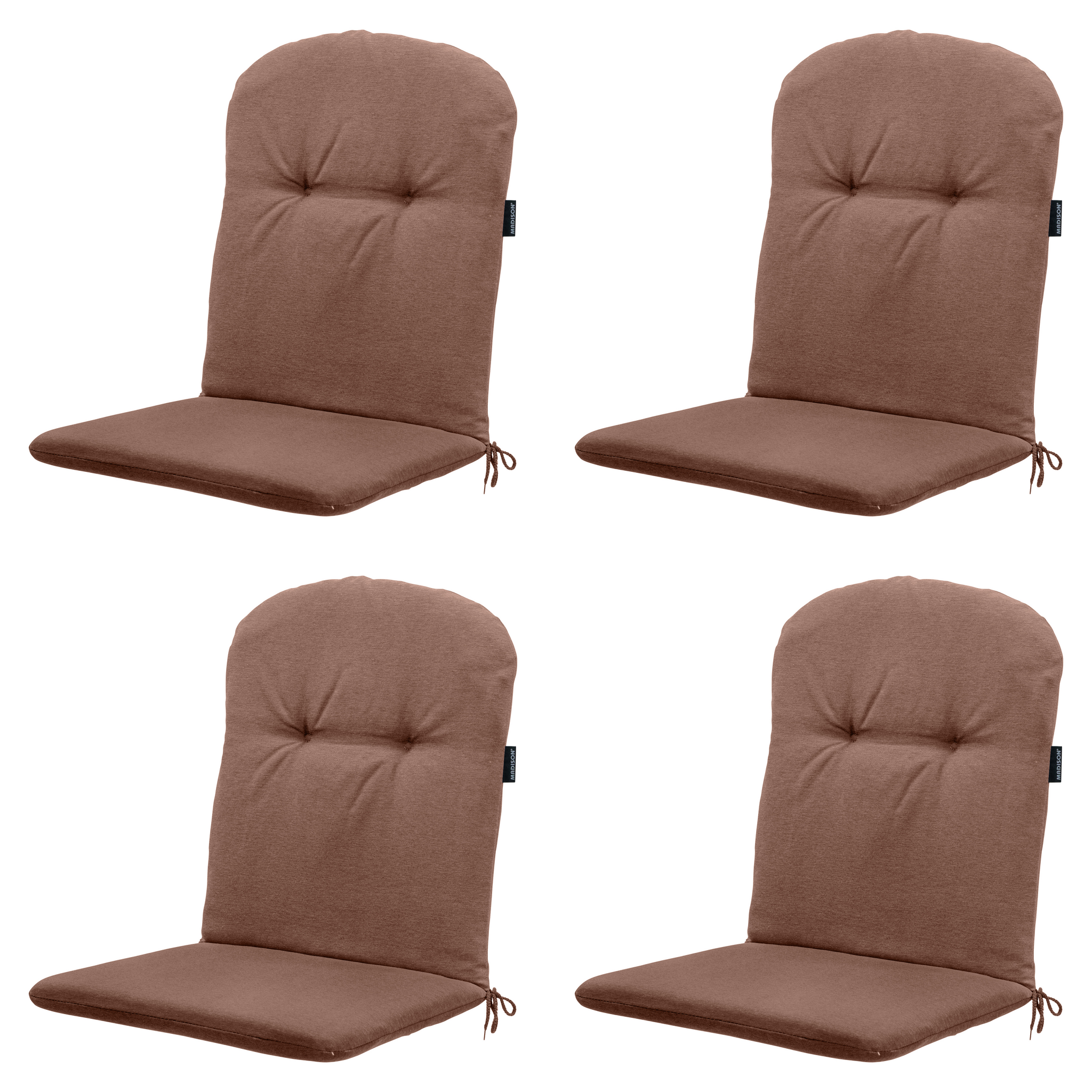 Madison - Kuipstoelkussen Hoge rug Panama - Bruin - 96x45x3,5cm - Set van 4