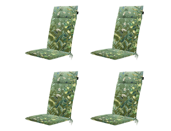 Madison - Tuintstoelkussen Hoge Rug Elisa - Groen - 120x50x4cm - Set van 4