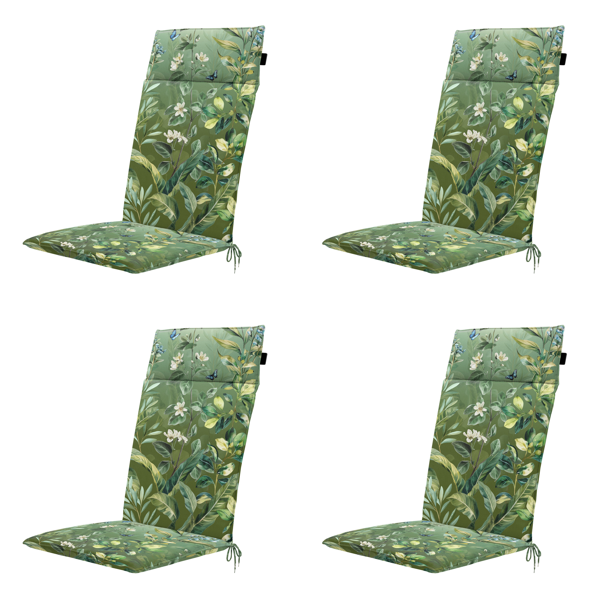 Madison - Tuintstoelkussen Hoge Rug Elisa - Groen - 120x50x4cm - Set van 4