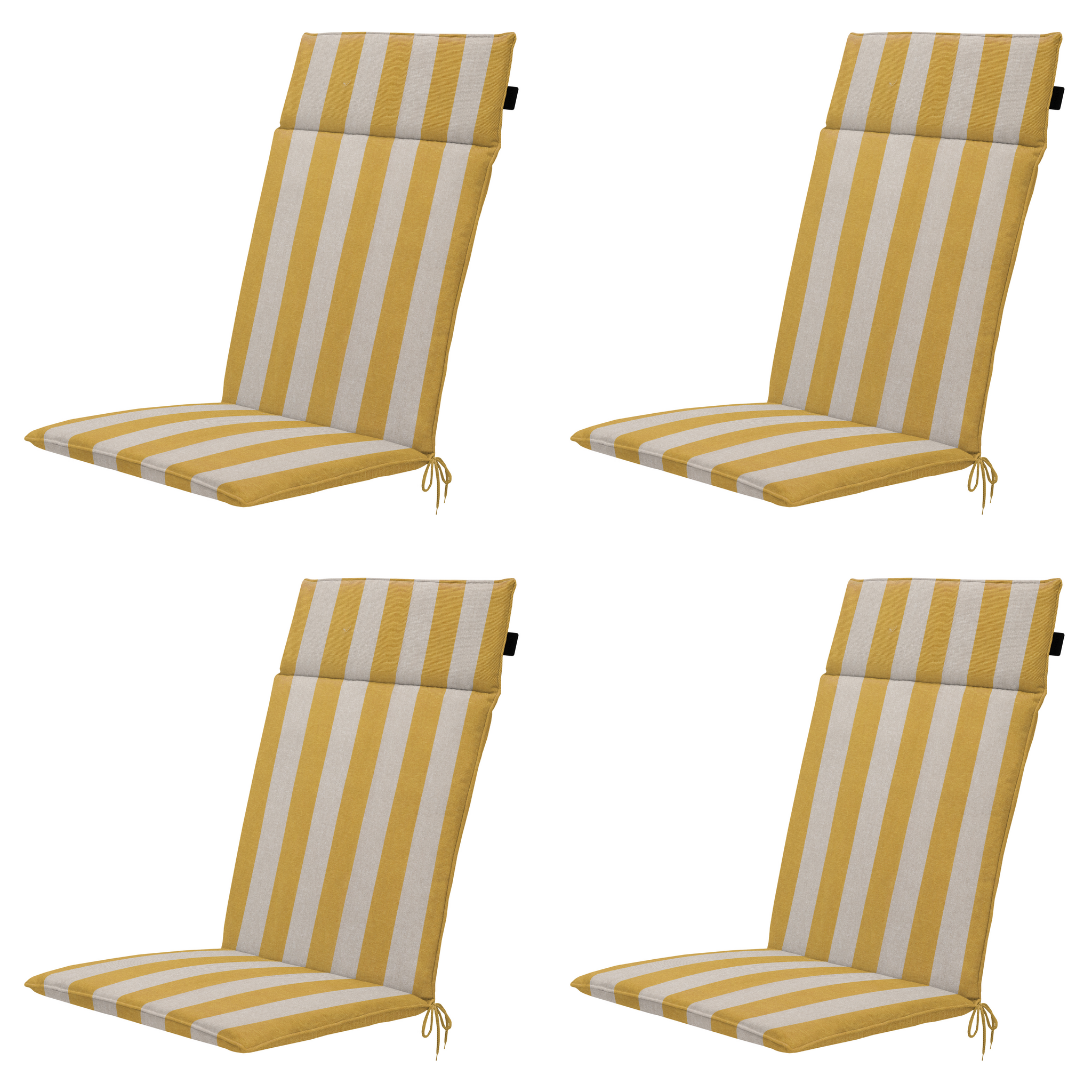 Madison - Tuintstoelkussen Hoge Rug Amora - Geel - 120x50x4cm - Set van 4