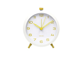 Karlsson - Wekker Button Retro - Wit - 8,4x5x10 cm