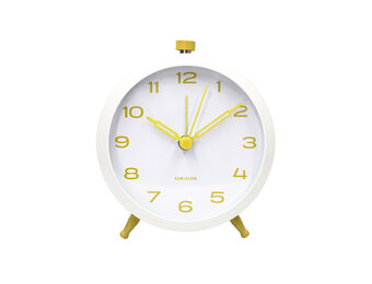 Karlsson - Wekker Button Retro - Wit - 8,4x5x10 cm