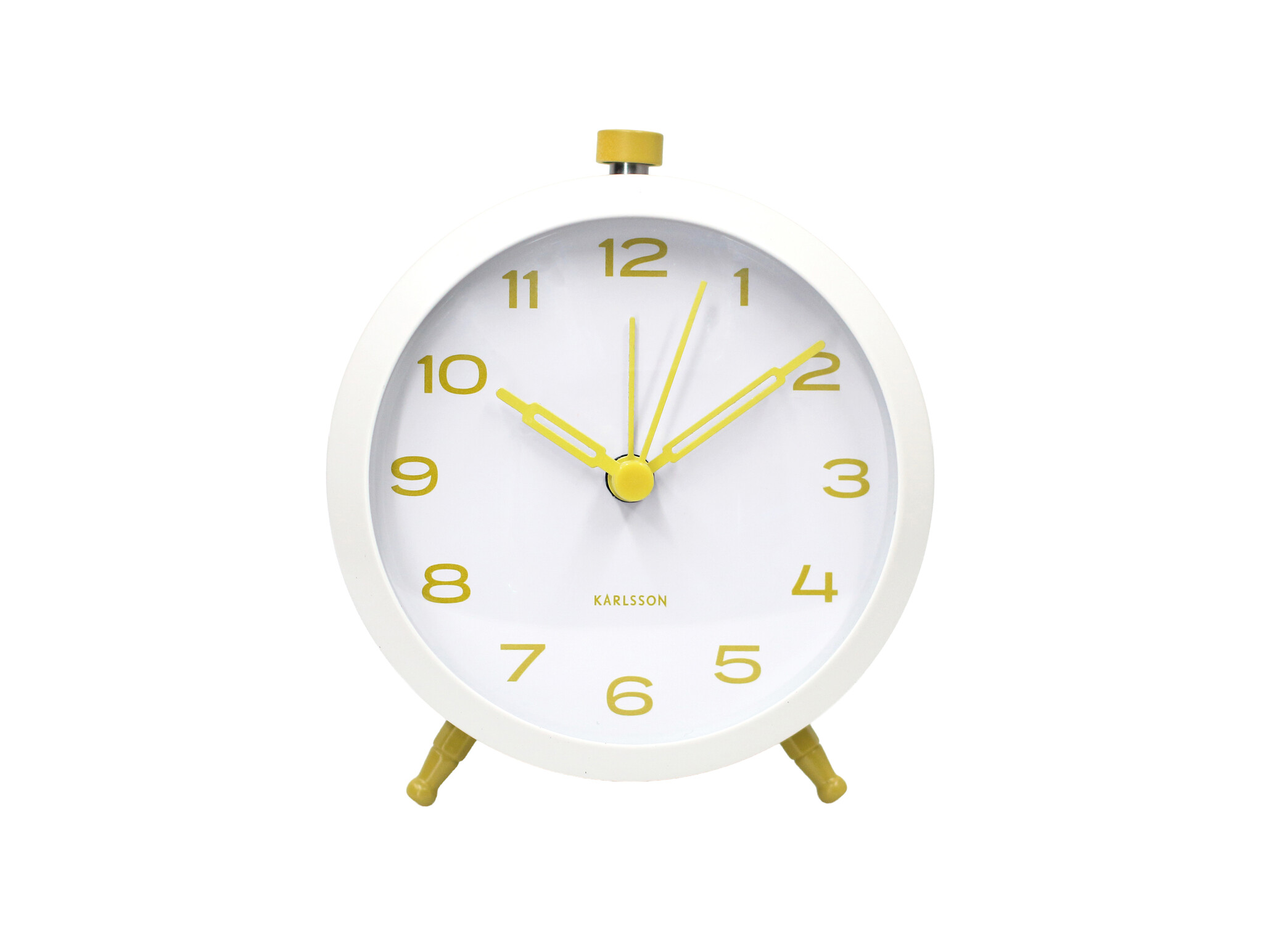 Karlsson - Wekker Button Retro - Wit - 8,4x5x10 cm