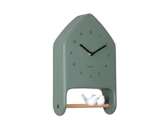 Karlsson - Wall Clock Love Birds - Groen - Øcm
