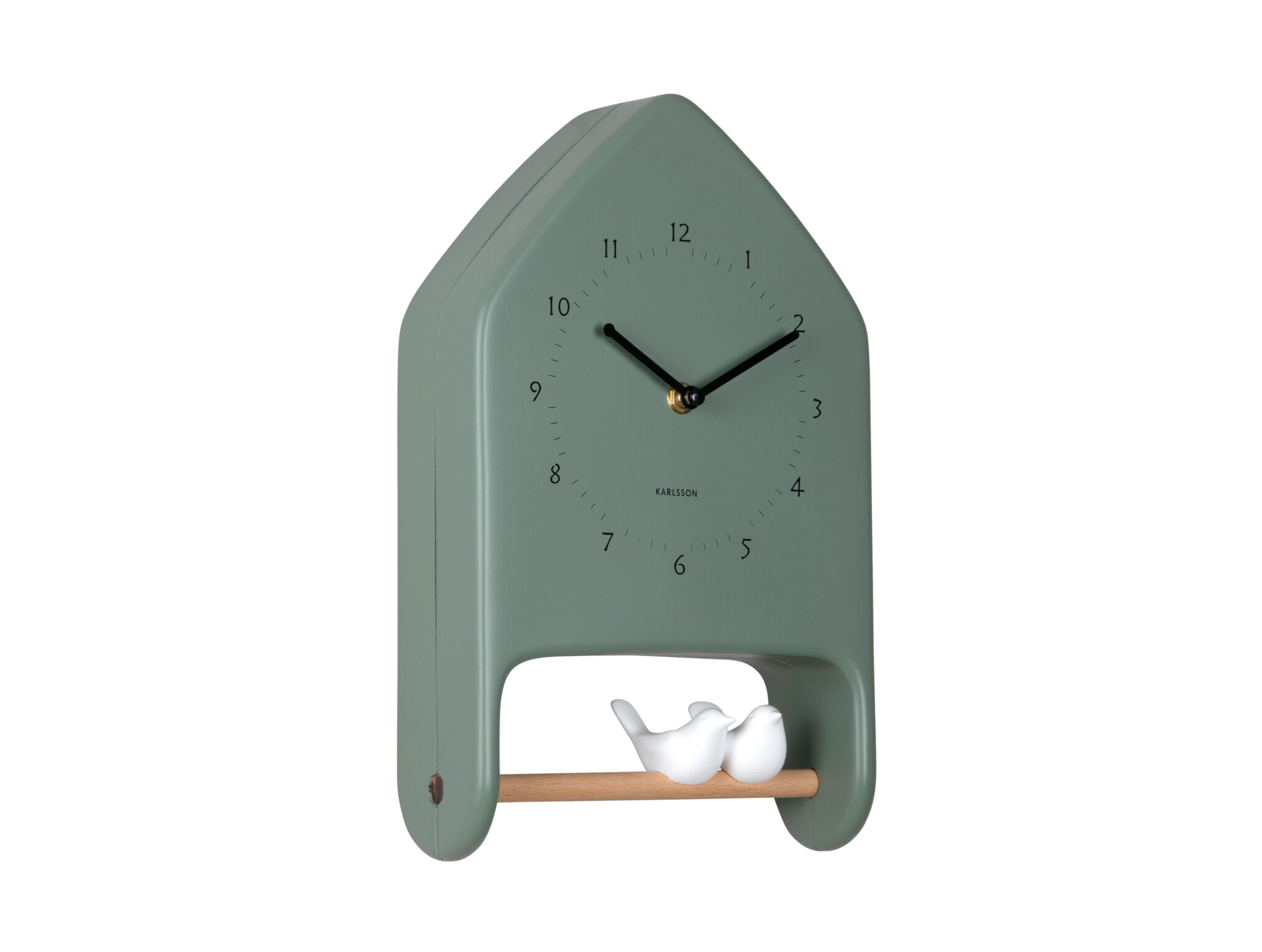 Karlsson - Wall Clock Love Birds - Groen - Øcm