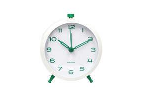 Karlsson - Wekker Button Retro - Wit - 8,4x5x10 cm