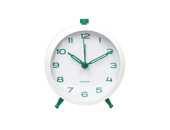 Karlsson - Wekker Button Retro - Wit - 8,4x5x10 cm
