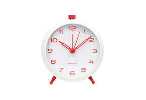 Karlsson - Wekker Button Retro - Wit - 8,4x5x10 cm