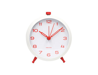 Karlsson - Wekker Button Retro - Wit - 8,4x5x10 cm