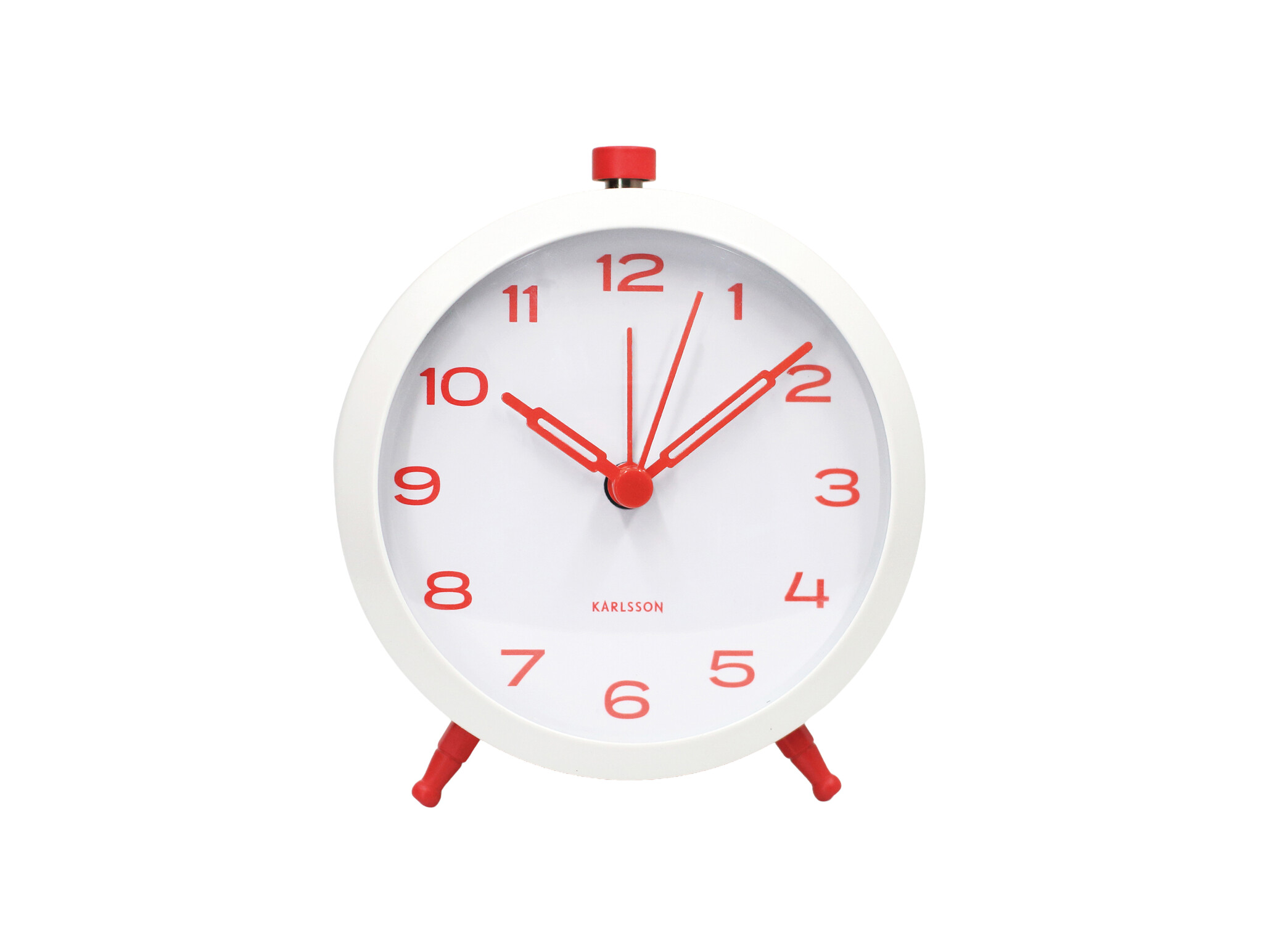 Karlsson - Wekker Button Retro - Wit - 8,4x5x10 cm