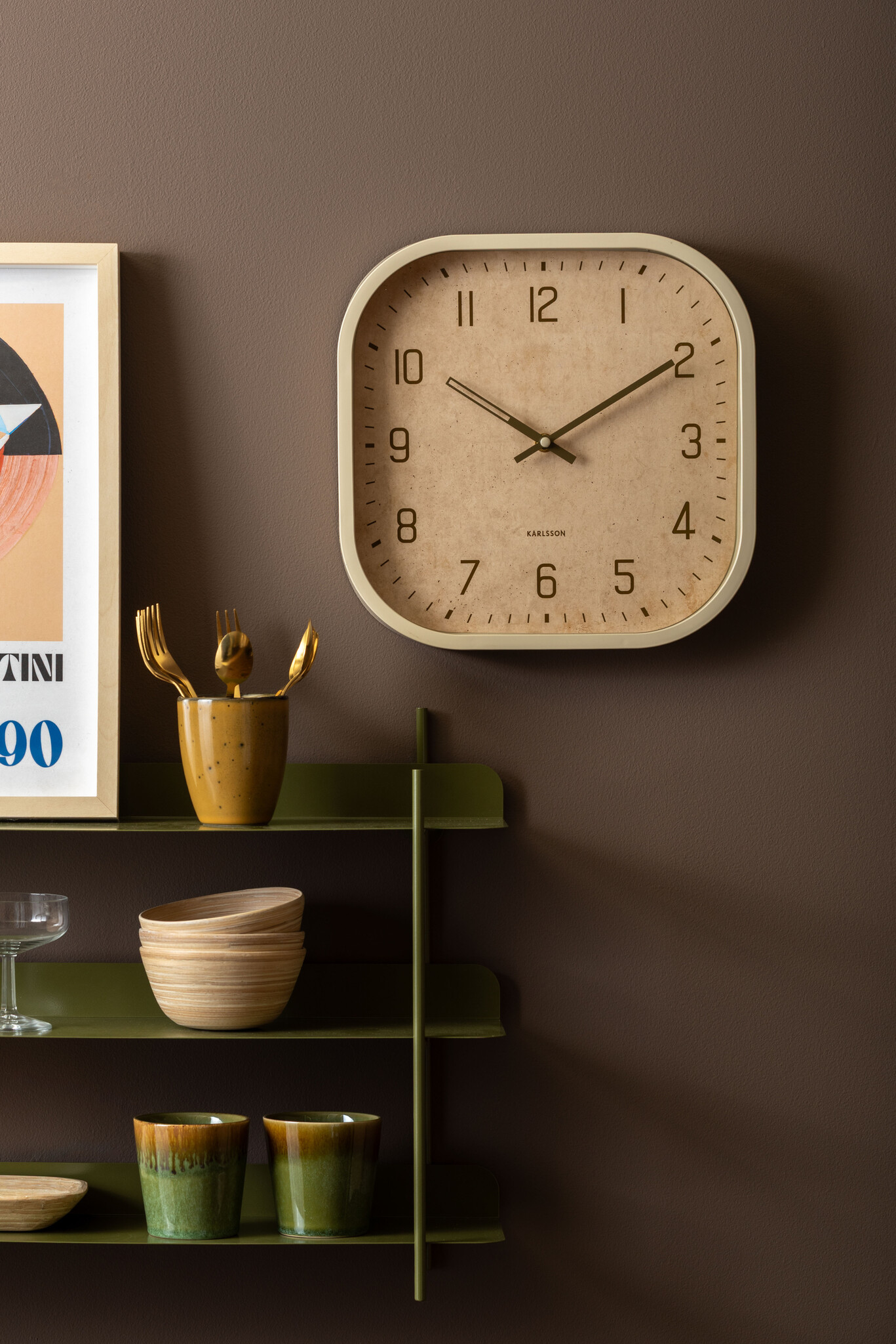 Karlsson - Wall Clock Elemental Cuadrado - Wit - Ø30cm