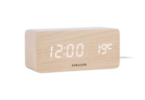 Karlsson - Wekker Block w. Phone Charger LED - Bruin - 7,4x15x7,1 cm