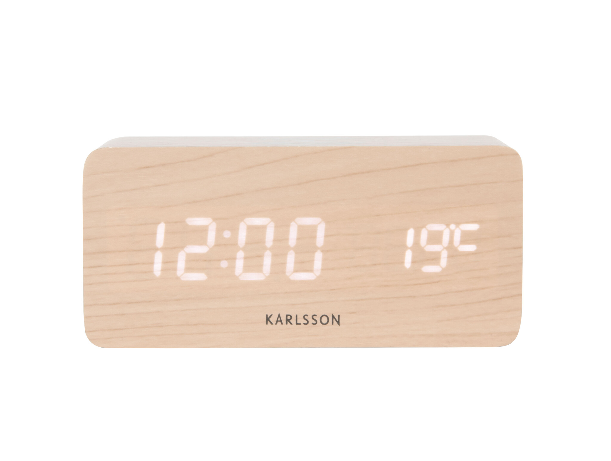Karlsson - Wekker Block w. Phone Charger LED - Bruin - 7,4x15x7,1 cm