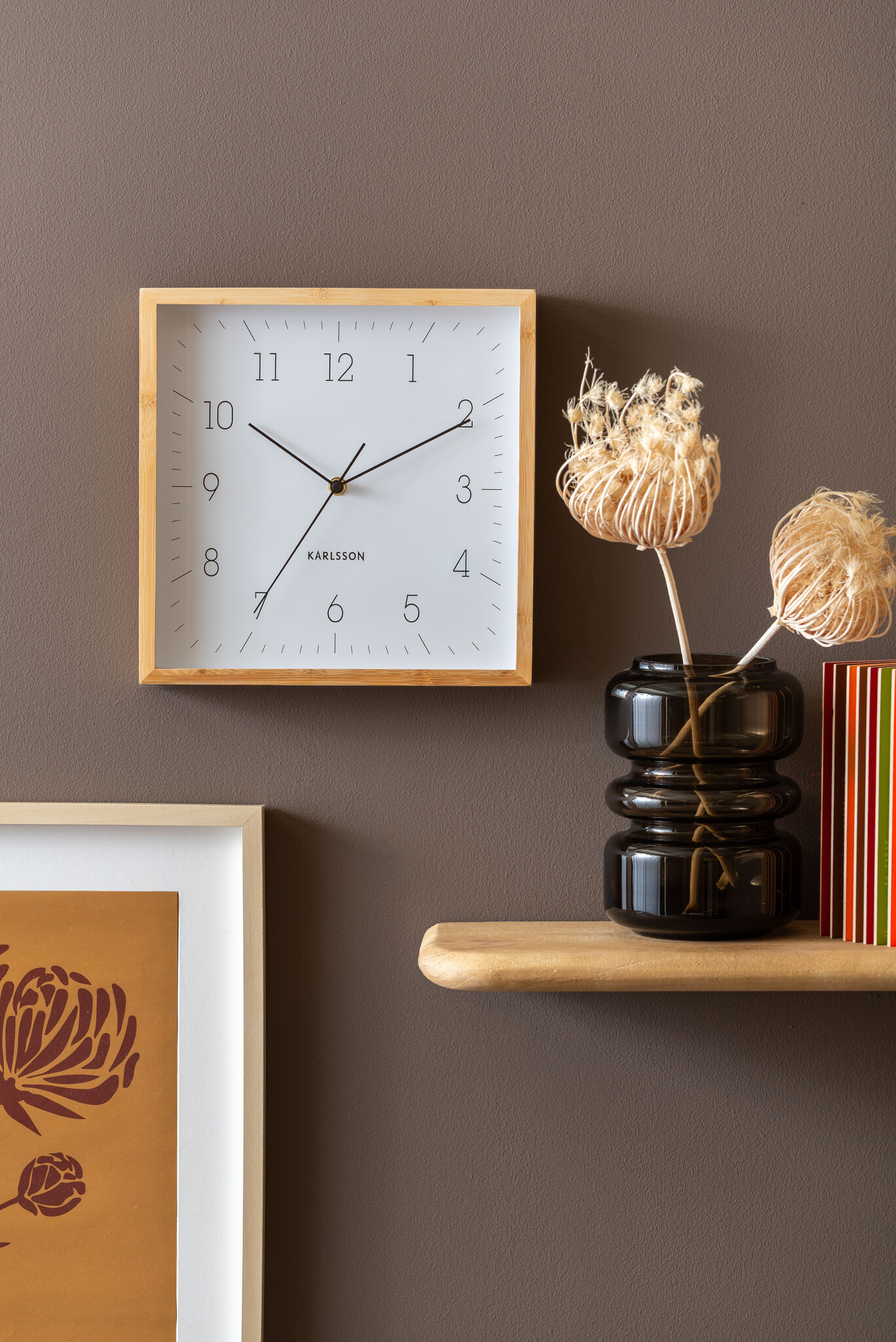 Karlsson - Wall Clock Neat Cuadrado - Wit - Øcm